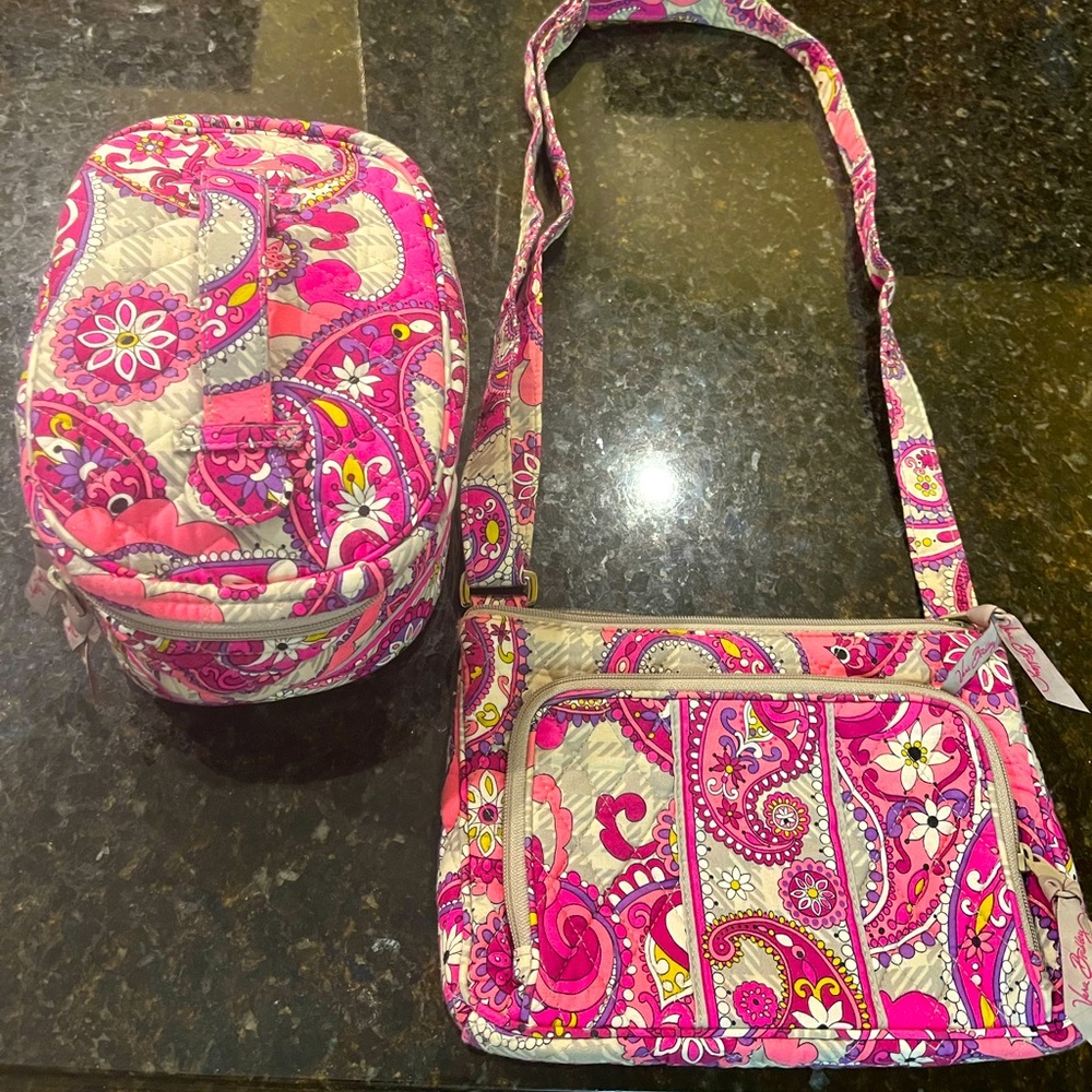 Vera Bradley Bundle - Crossbody purse, travel
case and mini zip wallet NWOT